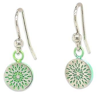 Ti2 Titanium Floral Print Drop Earrings - Green