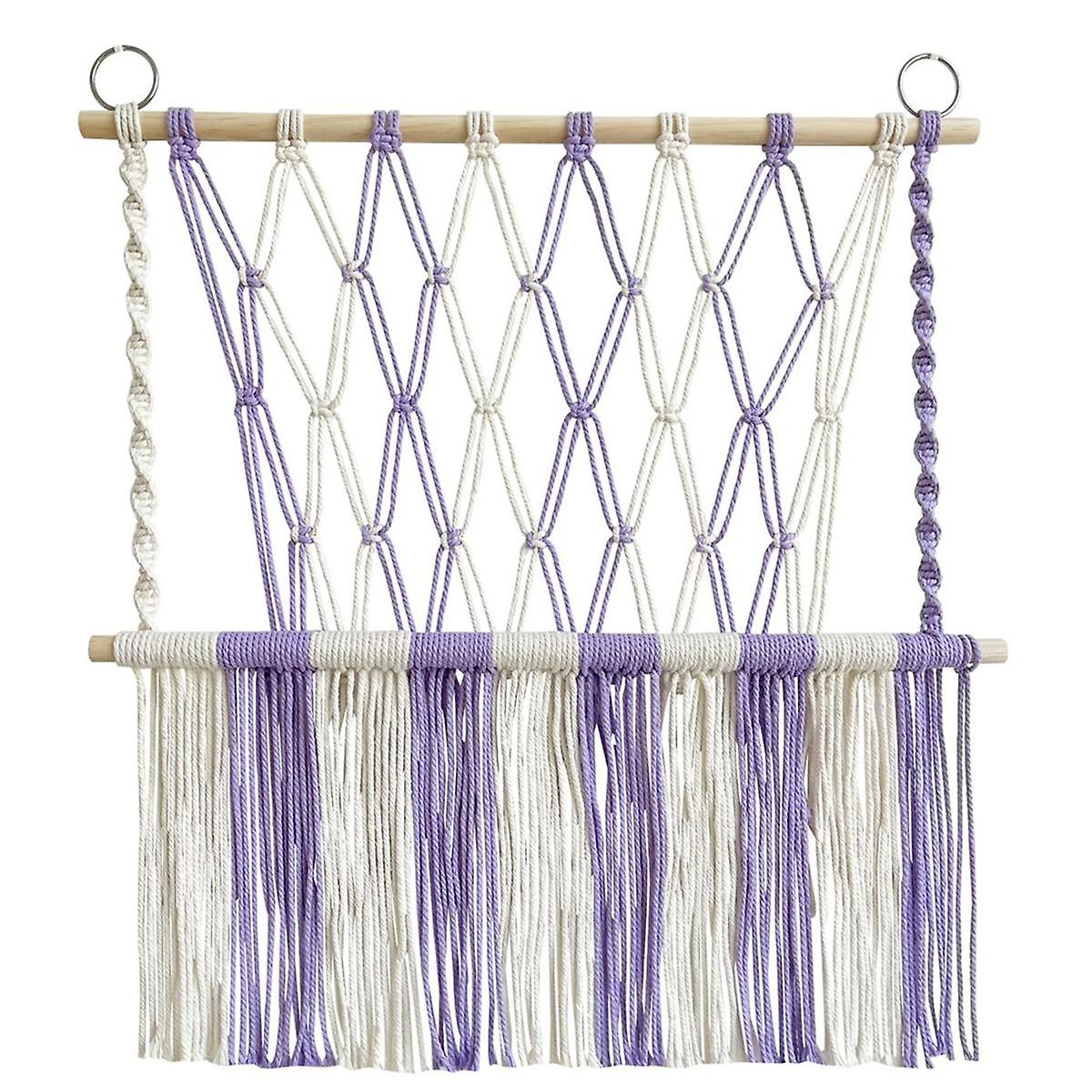 Stuffed Hammock Tapestry Space Saving Boho Macrame Wall Hanging Handwoven Plush Toys Holder Net for Play Room Decor,B