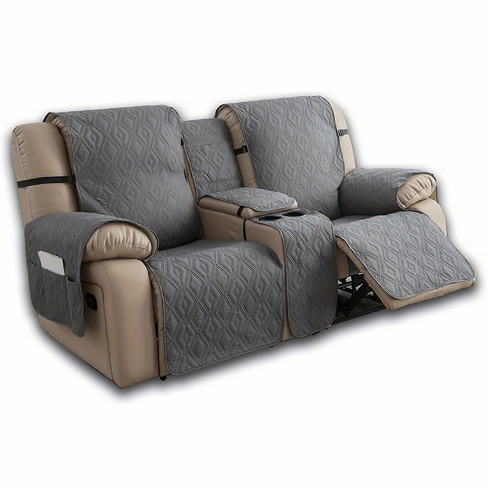 1pc Recliner Slipcover With Center Console Waterproof Pet Cover For Recliner With Straps Design Furniture Pet Protector For Bedroom Office Home Decor