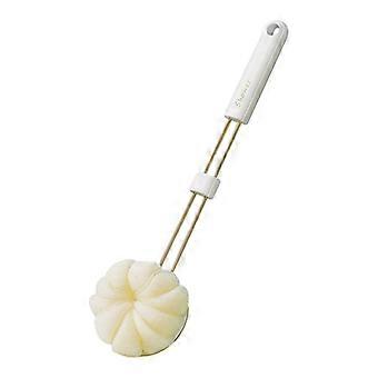 Long Handle Soft Hair Shower Brush, Bath and Back Cleaning Brush, White