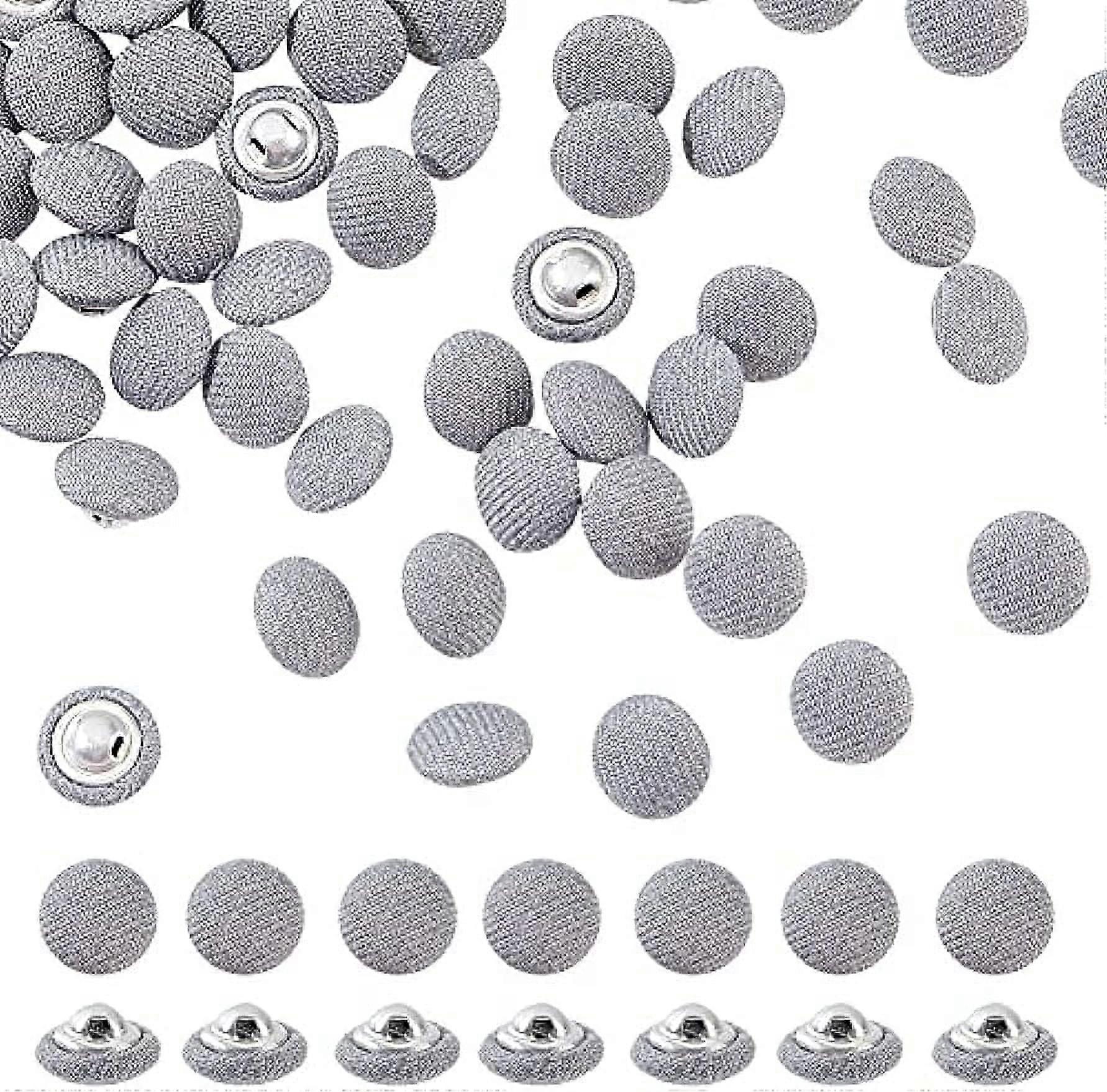 100 Pcs Fabric Covered Button 10mm Gray Fabric Metal Shank Buttons 1-Hole Fabric Cloth Covered Round Buttons Crafting Sewing Shank Buttons for Clothes