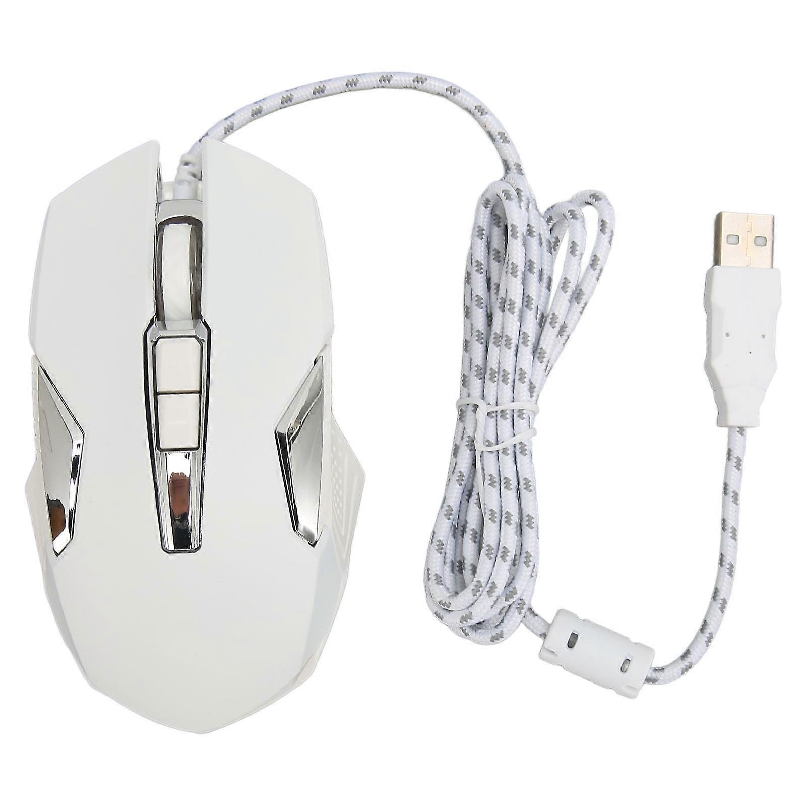 RGB Gaming Mouse 7200 DPI Programmable Buttons Backlight Software Support DIY Rapid Fire Button USB Wired Game Mouse White