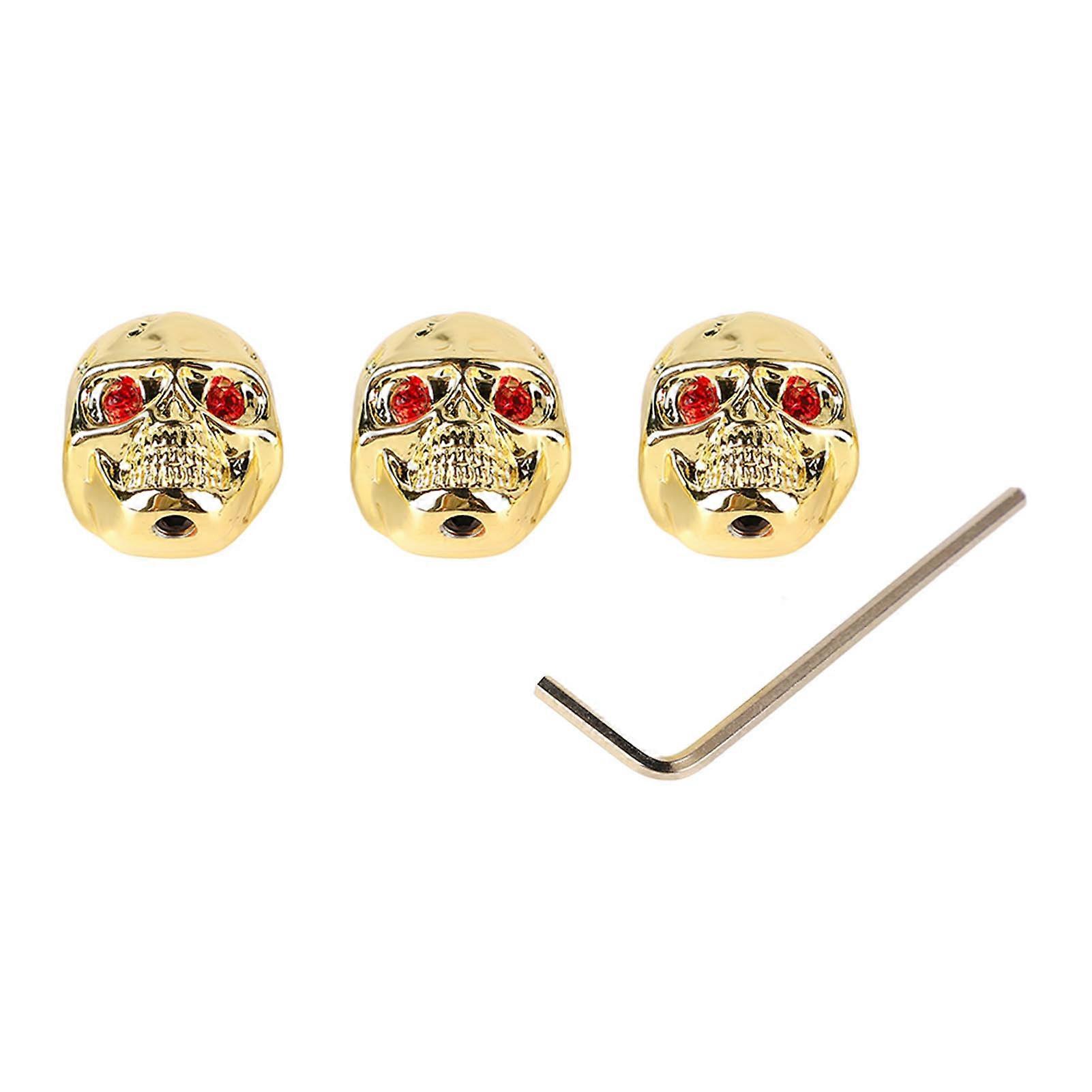 3Pcs Electric Guitar Skull Knobs Metal Volume Tone Head Cap Bass Replacement Part