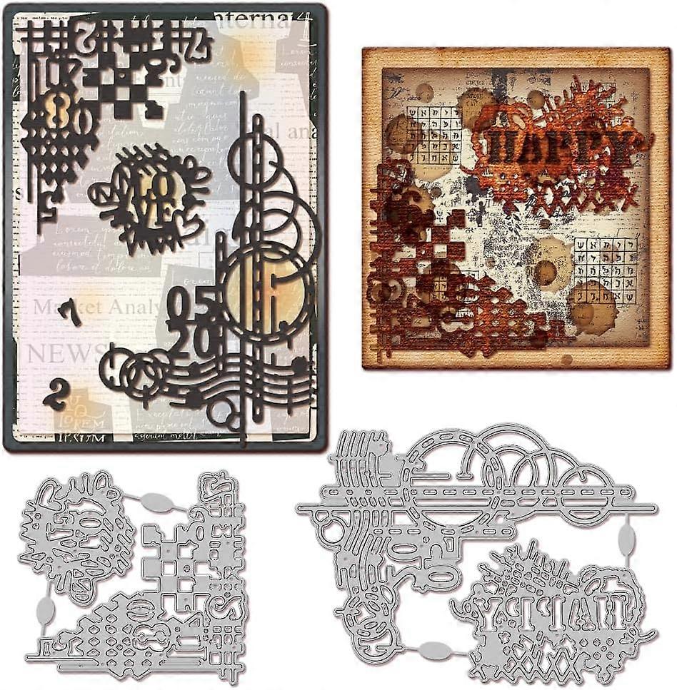 Graffiti Stains Corners Cutting Dies Graffiti Background Cutting Dies Geometric Letters Numbers Cutting Dies for DIY Scrapbooking Card Making Journal 