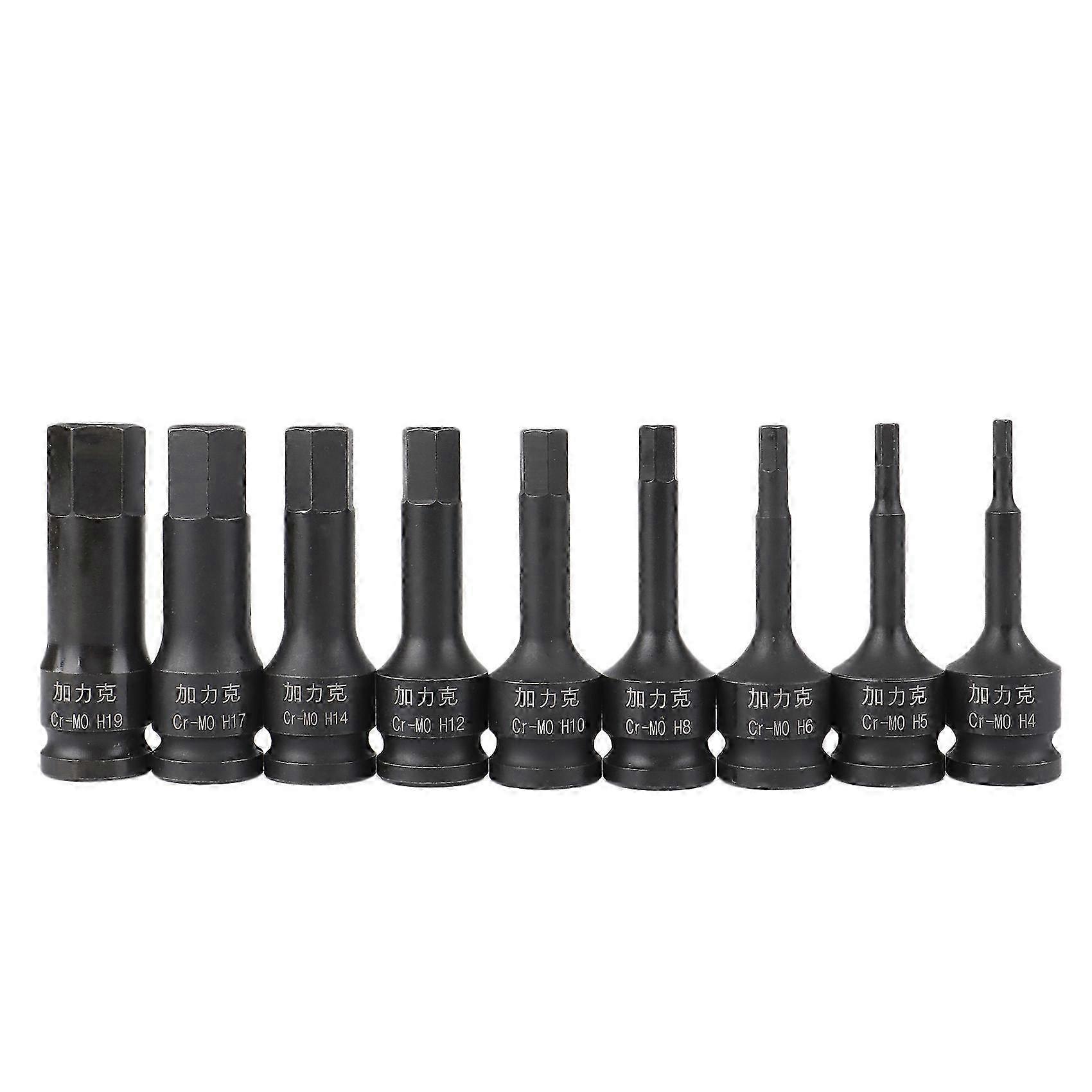 1/2 Inch Impact Type Hex Wrench Tool Power Tool Bit Socket Hex Wrench Set(H4 H5 H6 H8 H10 H12 H14 H17 H19)