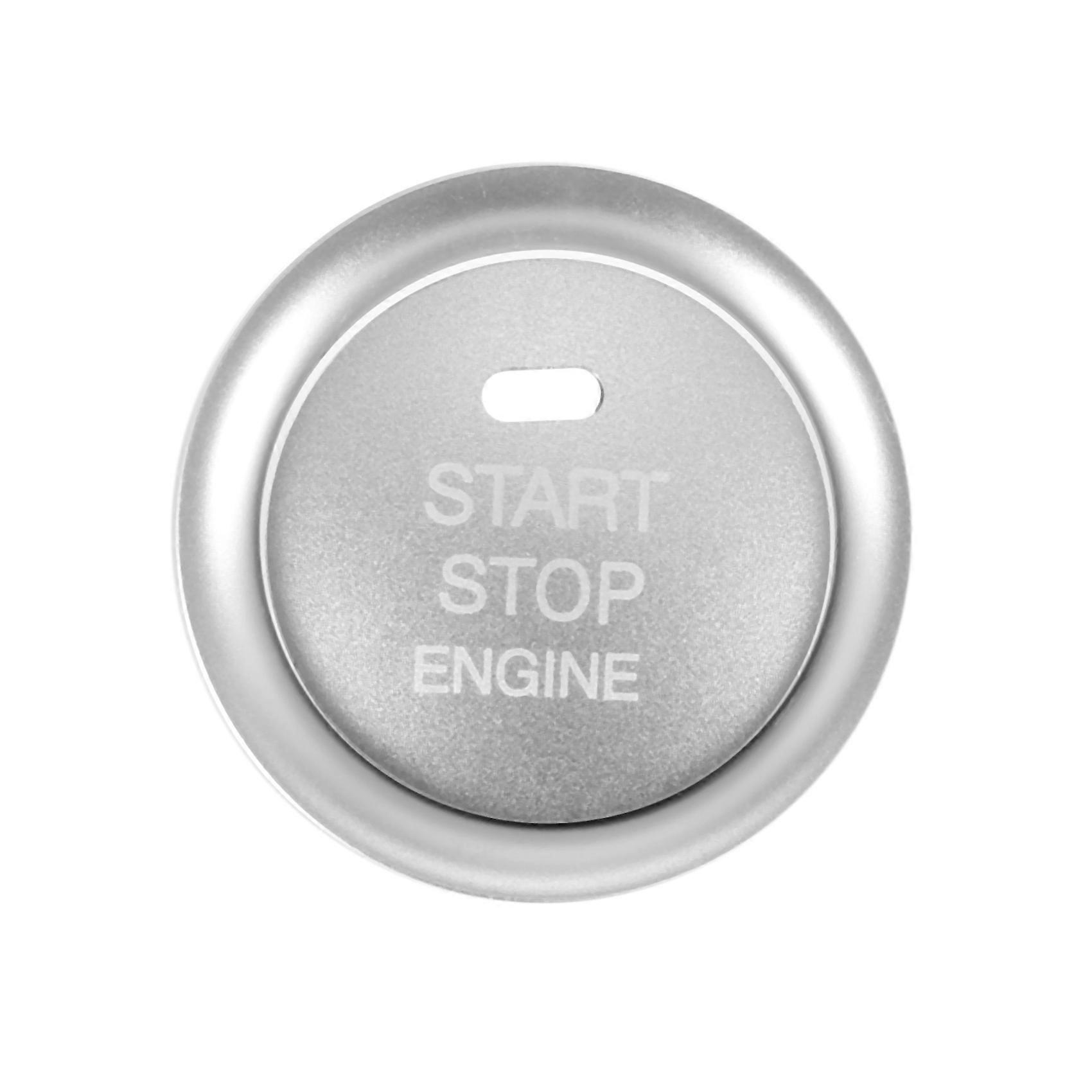2Pc Set Silver Aluminum Keyless Engine Push Start Button & Surrounding Decoration Ring for 3 6 -3 -