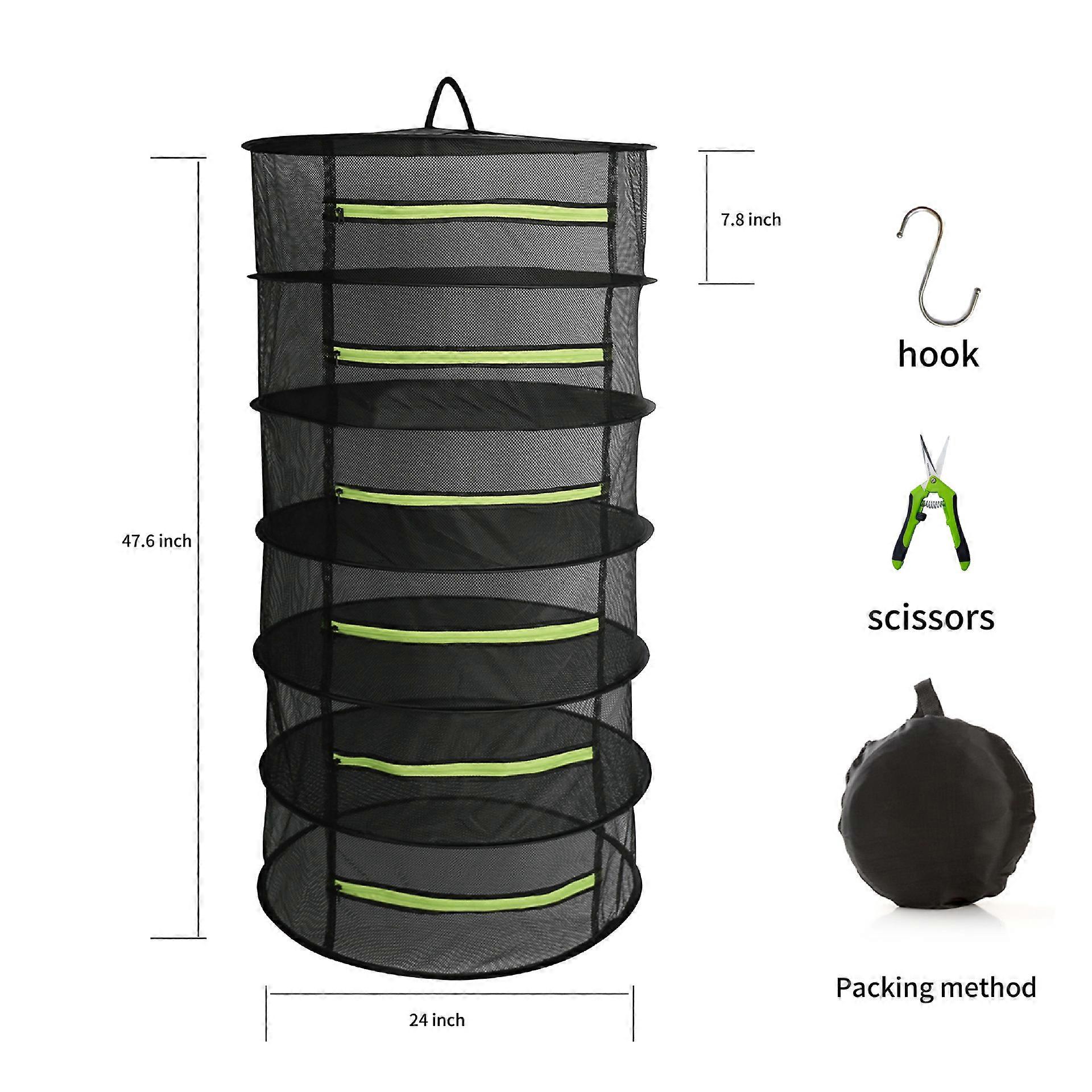 Grass Drying Net, Mesh Drying Rack, 6-Layer U-Shaped Zippered Plant Drying Rack, With Storage Bags For Scissors And Hooks, Folding