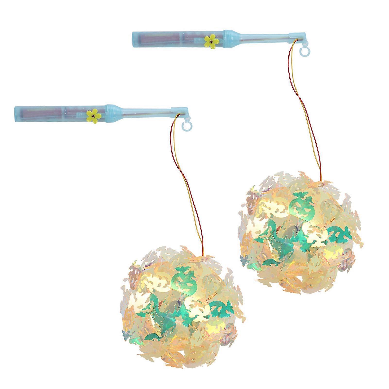 2 Pcs Halloween Lanterns Handheld Lantern DIY Craft Kit Easy Assembly Colorful Pumpkin Lantern for Halloween Party Photo Props