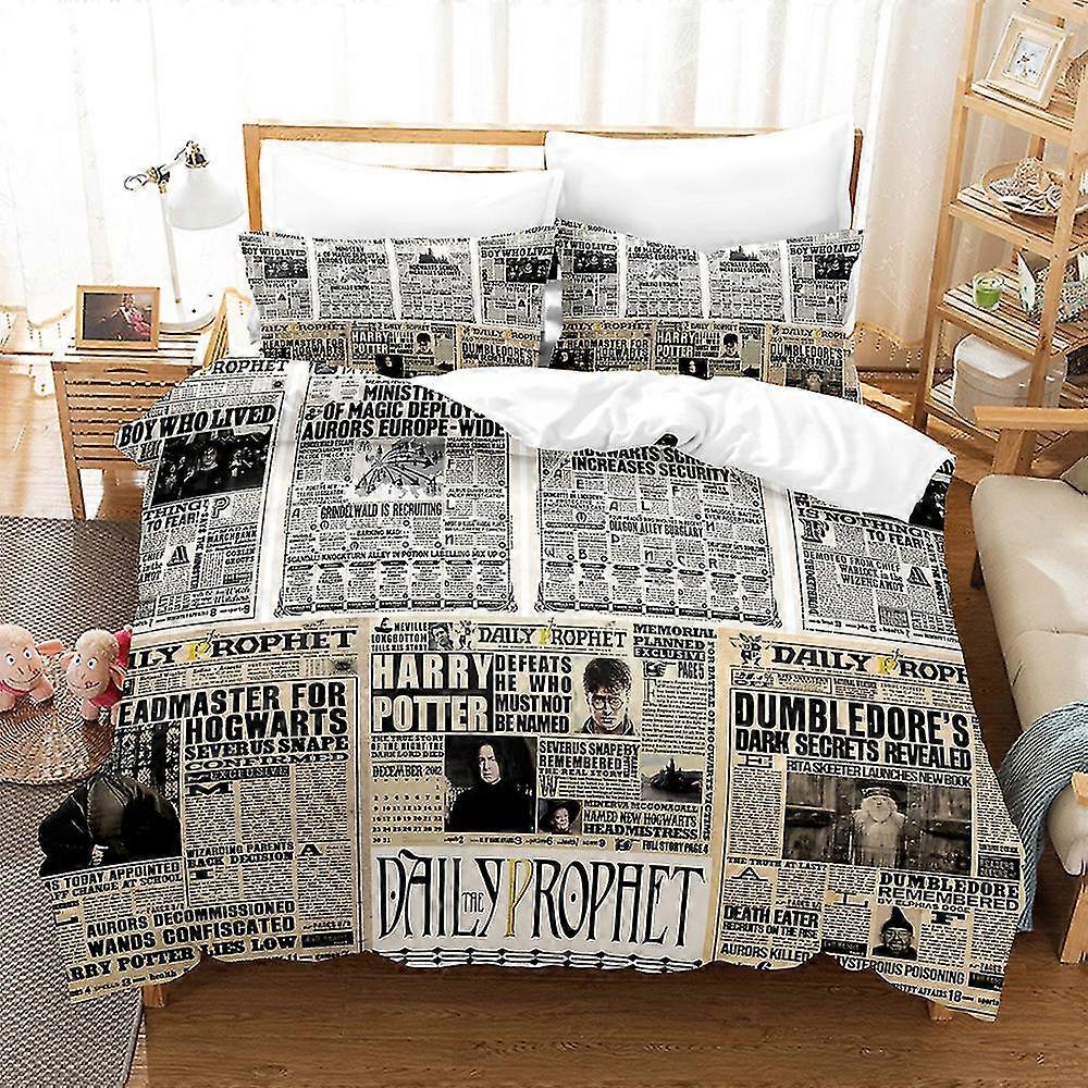 H01 Harry Potter 3D tištěné ložní prádlo Set Přikrývka Kryt Přikrývka Kryt Polštář Kids Dárek