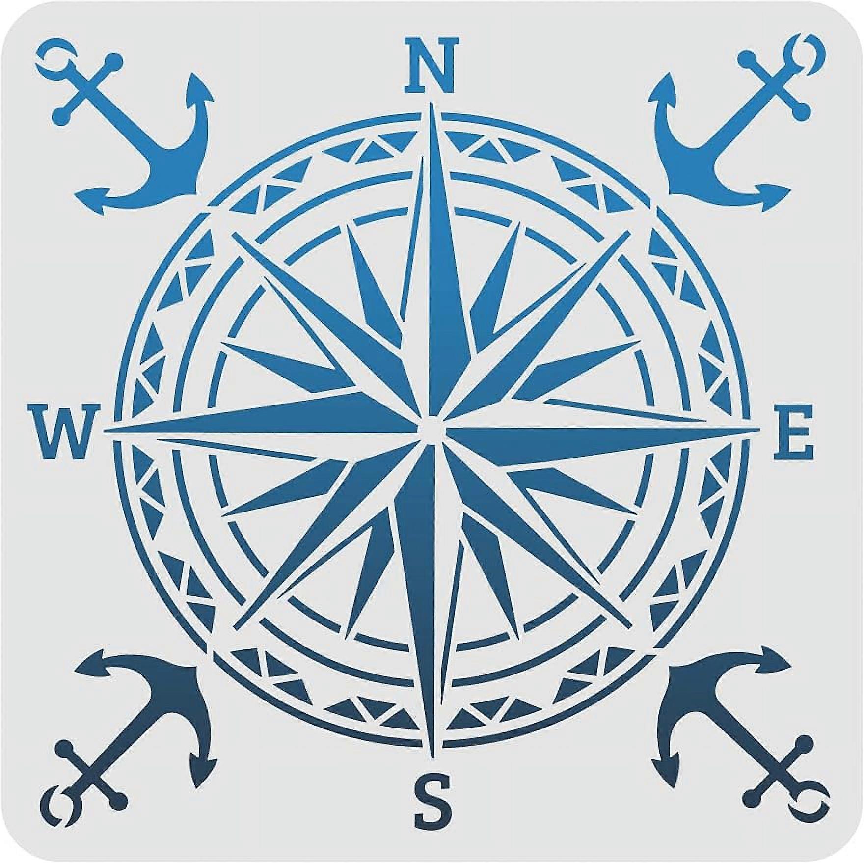 Compass Painting Reusable Stencils Template 11.8x11.8inch