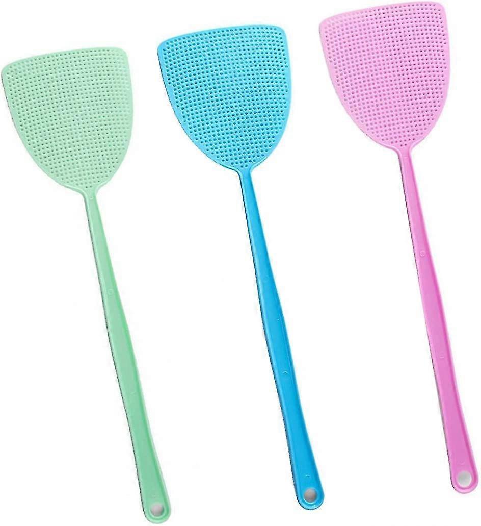 Fly Swatter, 3 Piece Manual Pest Control Colorful Plastic With 17.5'' Durable Long Handle, Insects,b