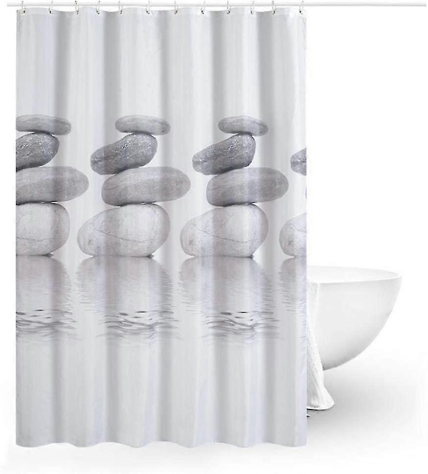 White Waterproof Bathroom Curtain With Hook