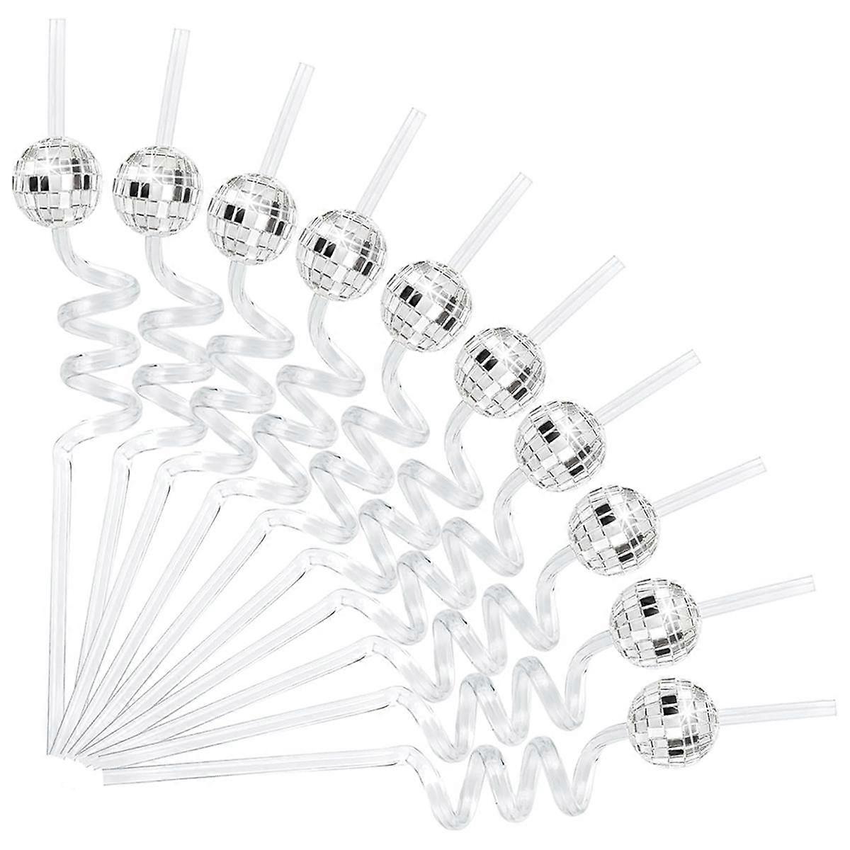 Mini Disco Straw, 20pcs Plastic Decorative Straws for 1970s Fever Retro Disco Partys Decorations,Brilliant Visual Effect