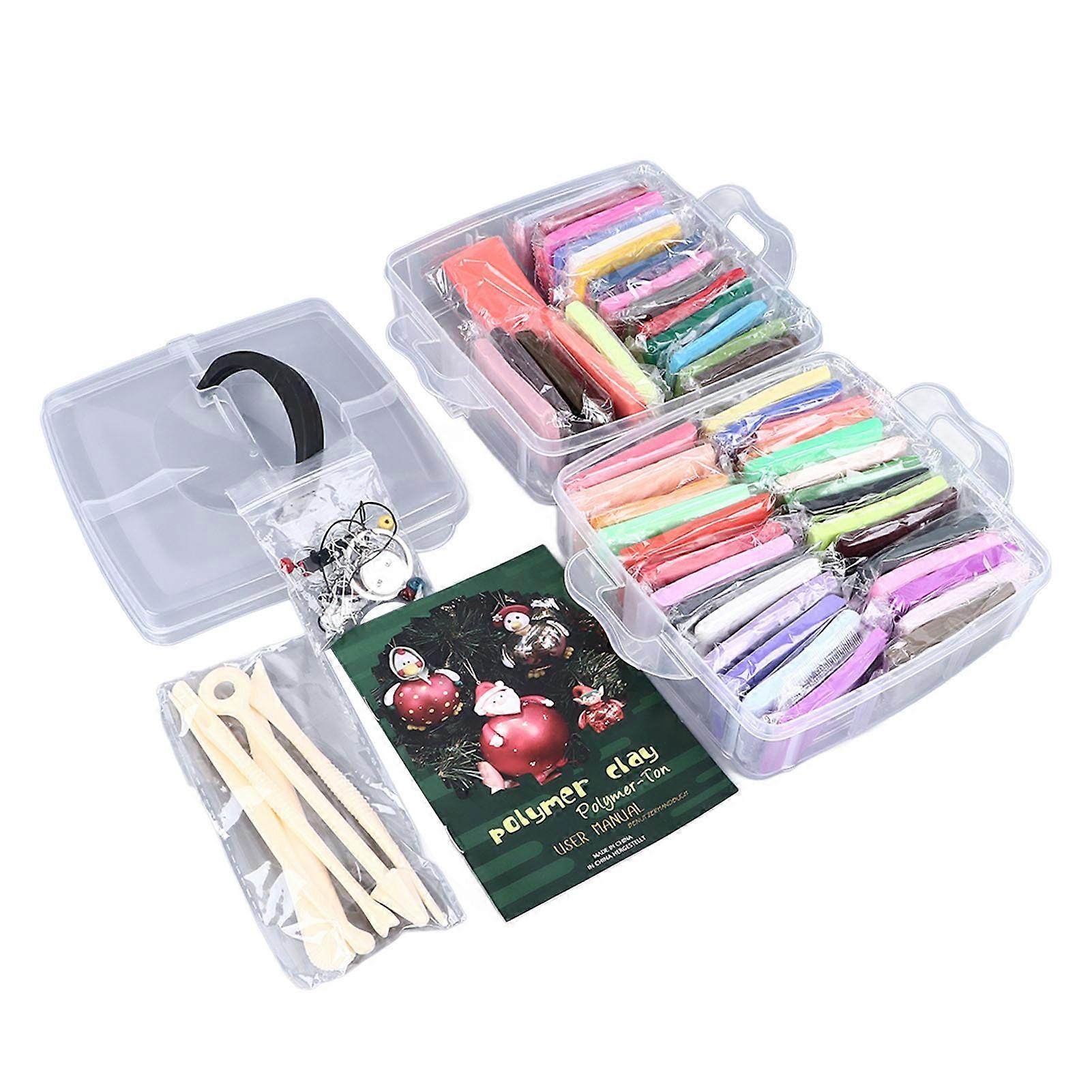 48 Colours Modelling Clay Set Soft Light Safe Easy To Mouldable Polymer Clay Set for Children Over 3 Years Old