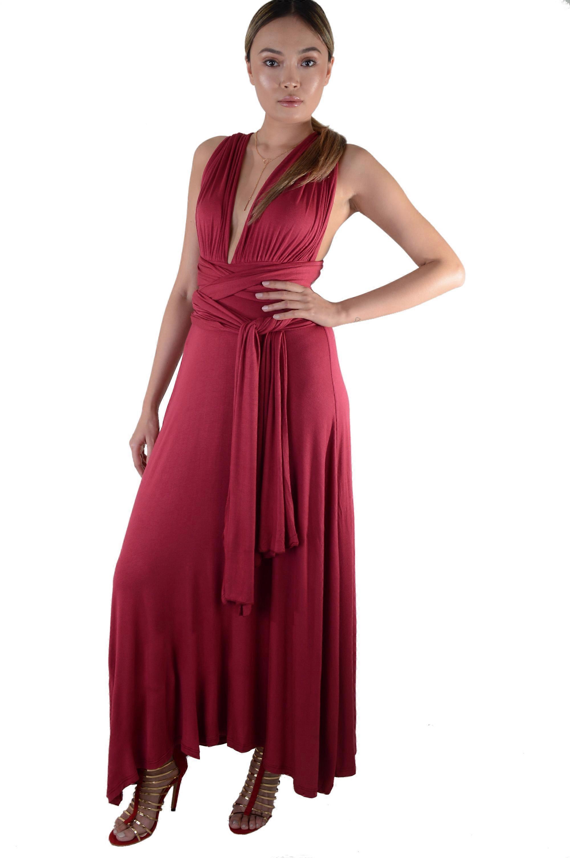Lovemystyle Multi-Way Tie Maroon Maxi Dress
