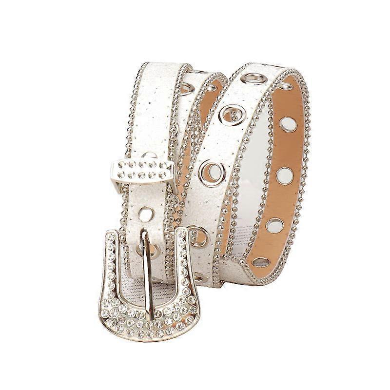 y2k rhinestone belt buckle multi-hole niche design ladies retro super flash belt