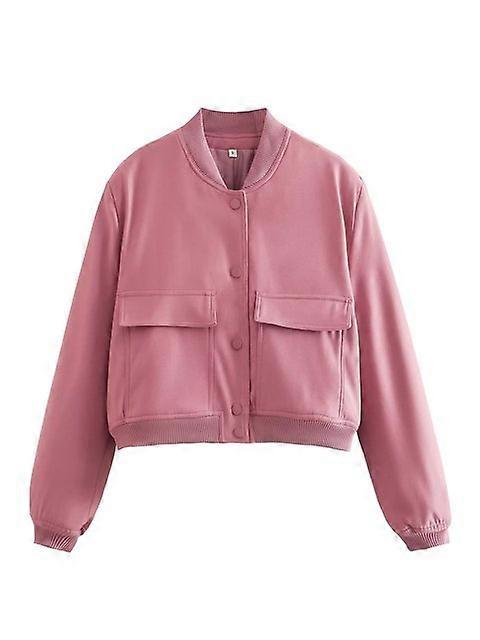 New Women's Jackets Coat Bombers Outwear Long Sleeve 2024 Button Solid Y2K Top Casual Loose Spring Fall Woman Short Jackets