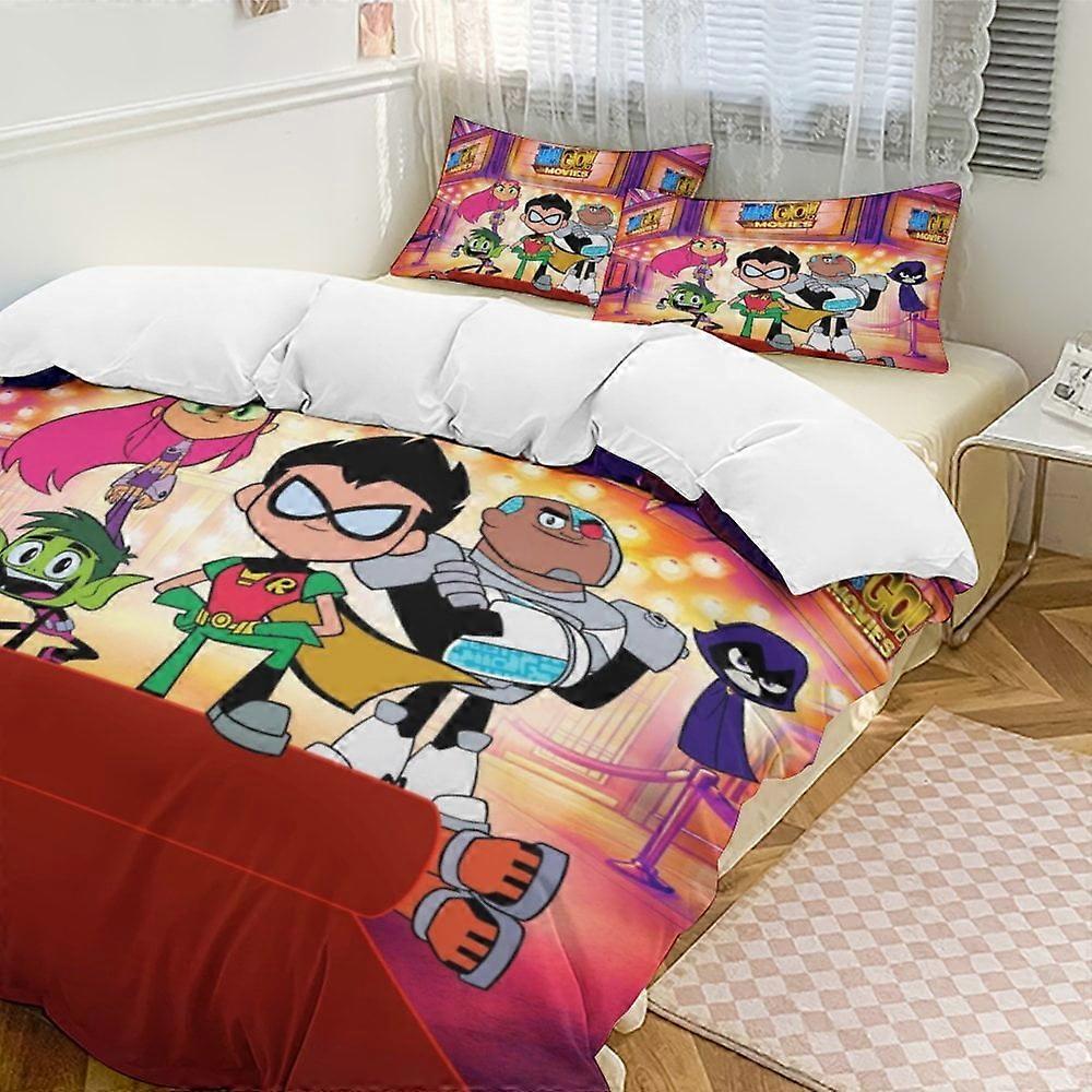 x396 Teen Titans Go Conjunto de Cama de 3 Peças Quente e Confortável Conjunto de Cama com 1 Capa de Edredom e 2 Fronhas para Quarto b396