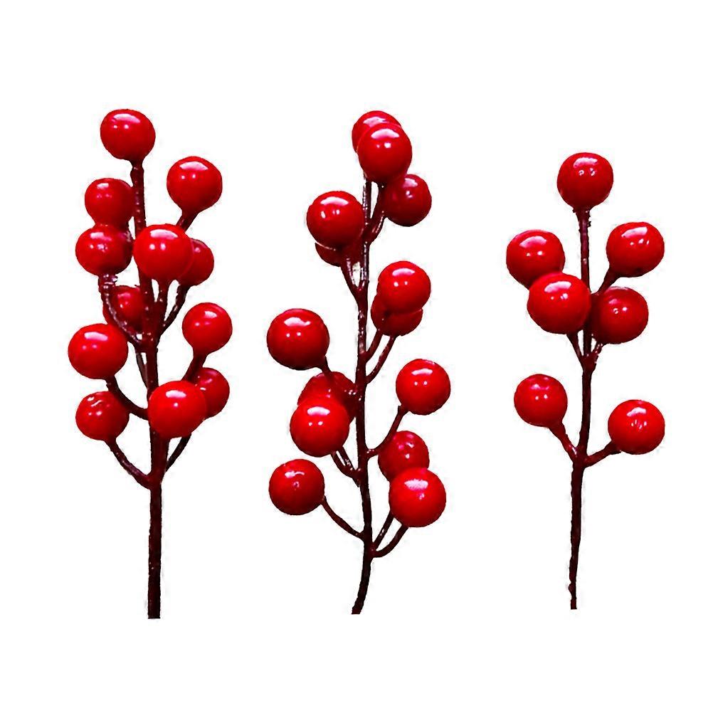 3 Pcs Pine Tree Decor Fake Red Berries Simulation Red Bubble Berry Ornaments Red Bubble Berry Adornments Artificial Berries Stem