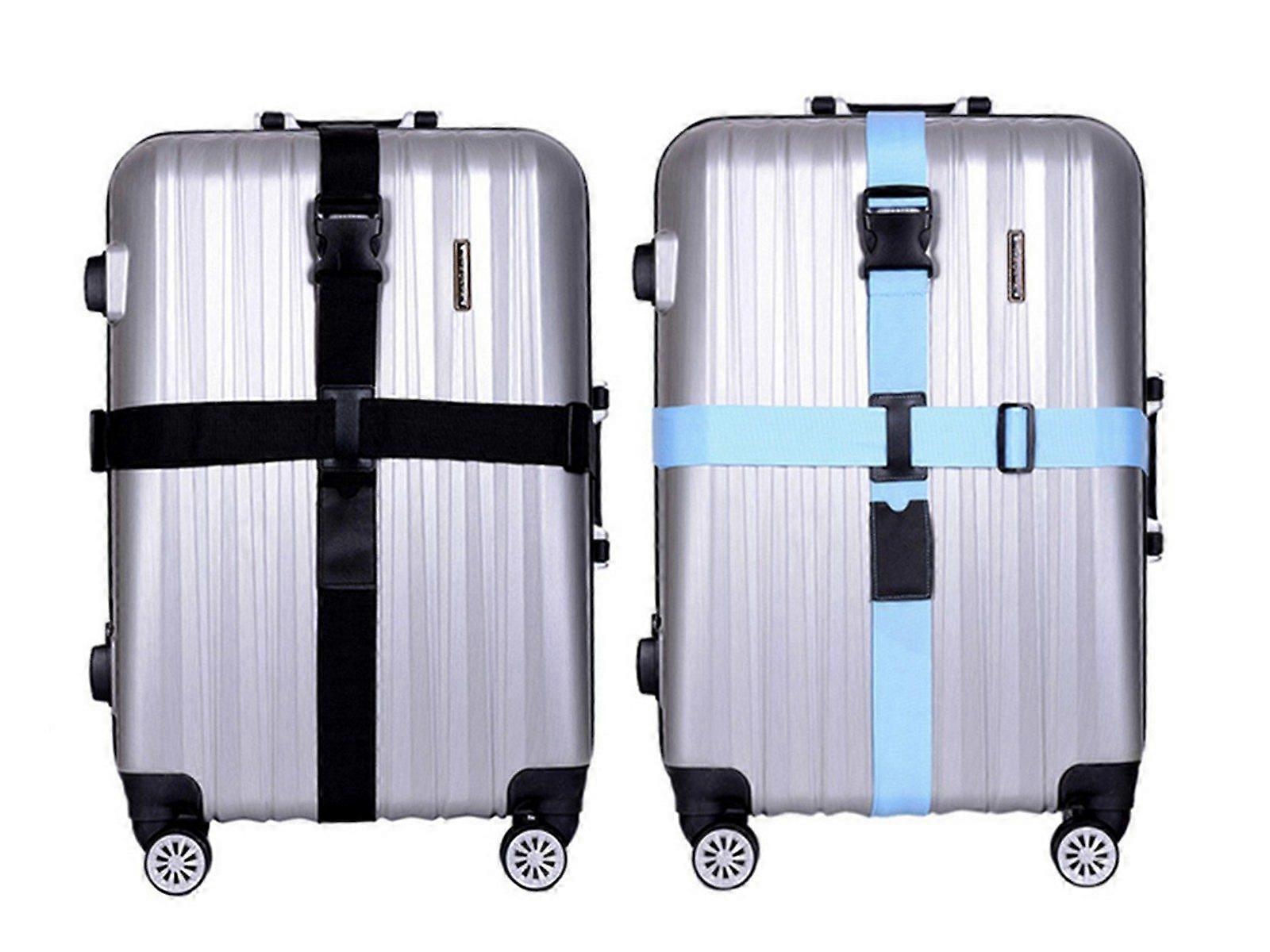 2 قطعة عبر الأمتعة حزام حقيبة حزام قابل للتعديل حقيبة حزام - أزرق + أسود