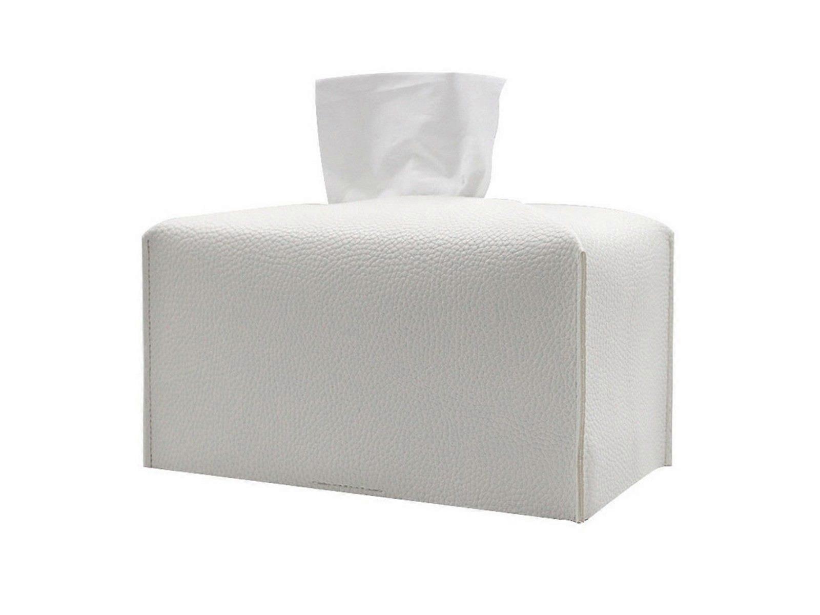Rectangular PU Leather Tissue Box Tissue Dispenser Napkin Storage Boxes White