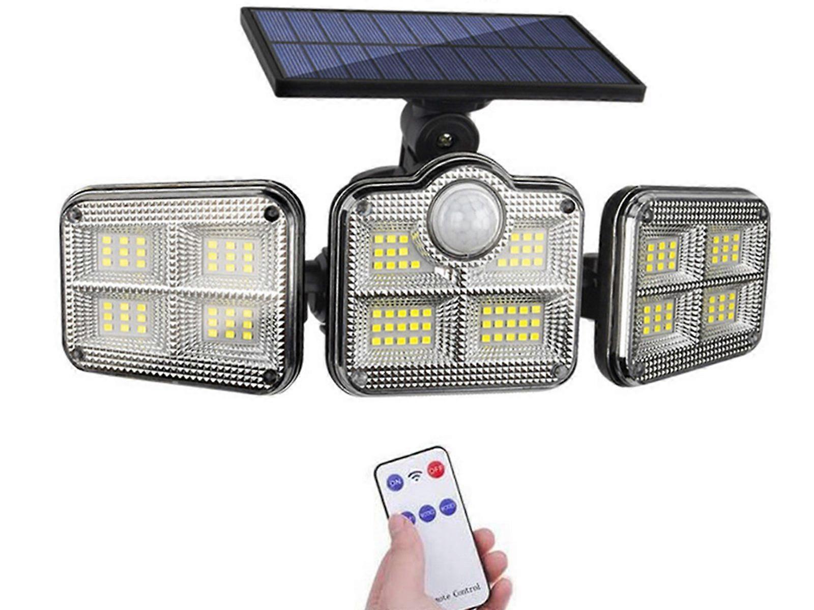 3 Head Motion Sensor Solar Light Wall Lamp Garden Yard Light with Remote Control