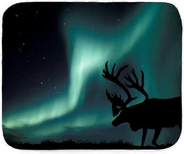 Aurora Borealis And Caribou Sherpa Fleece Throw Bl Sherpa Fleece Throw Blanket-ORFM515