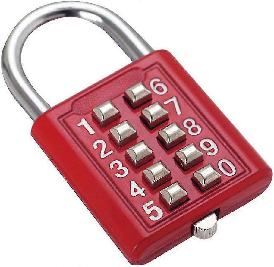 Combination Security Padlock Digital Lock Suitcase Luggage Drawer Door DIY Toolbox 10-bit Padlock, 5-Position Locking Mechanism red 5 Mechanism Key Bl