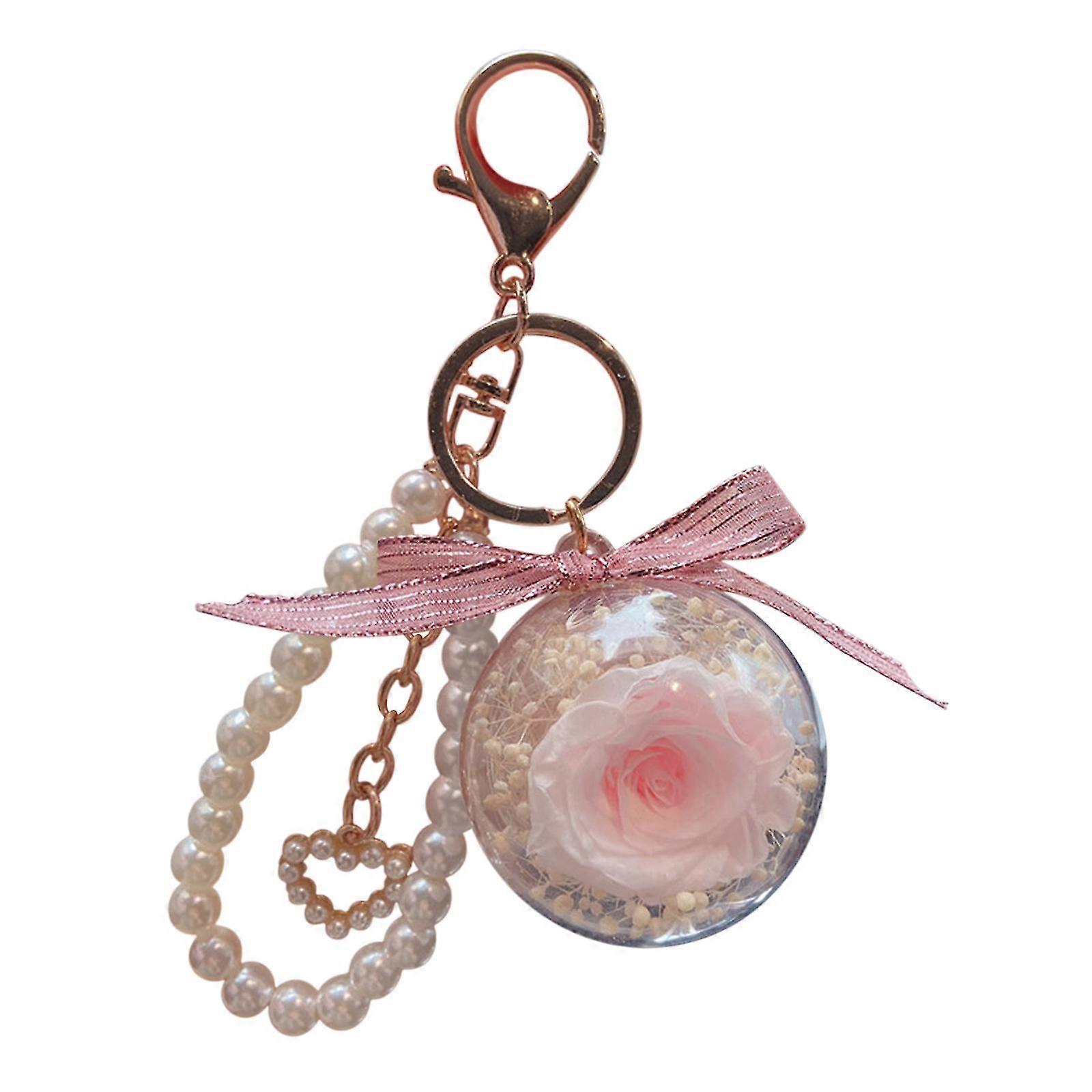 Eternal Flower Rose Keychain Car Hang Leather Keychain Ring Keychain