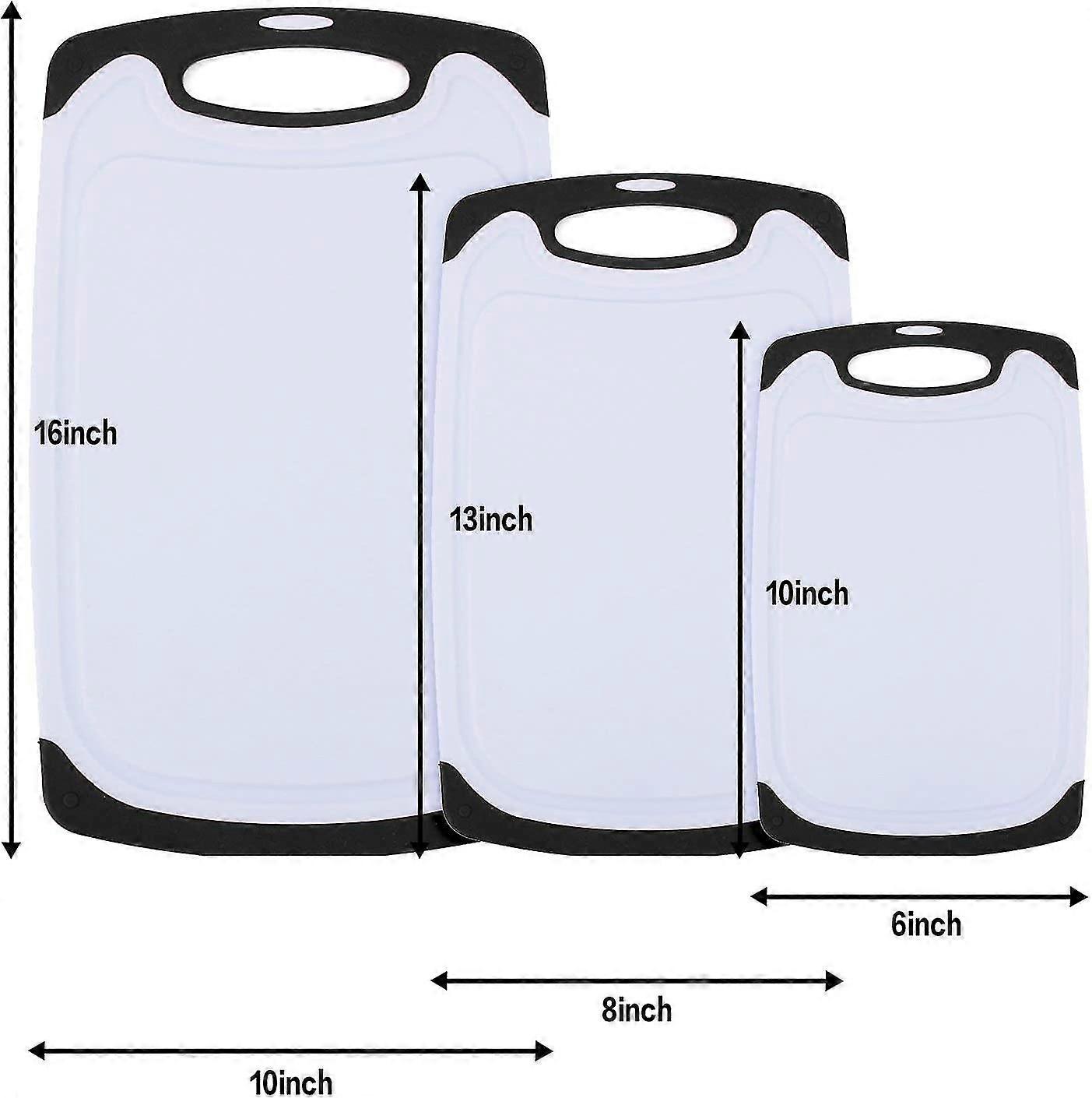 Kitchen Cutting Board (3-piece Set) - Plastic Cutting Boards Set, Juice Grooves