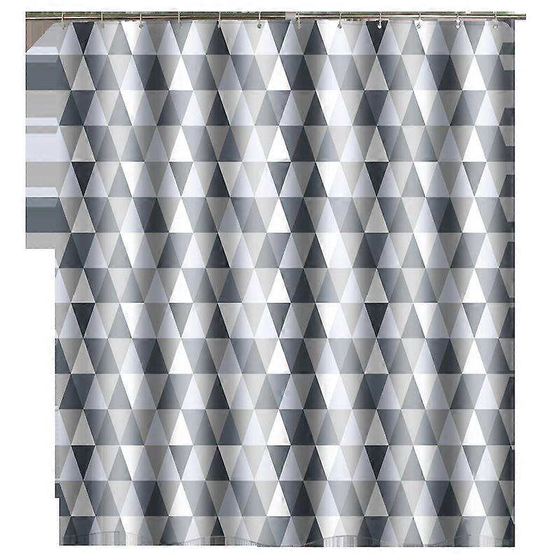 180x180 cm, Machine Washable Polyester Shower Curtains with 12 Hooks, Triangle Pattern