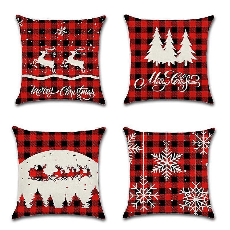 4pcs 18x18inch Christmas Throw Pillow Covers
