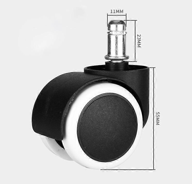 Set of 5 castors for hard floors 11mmWhite