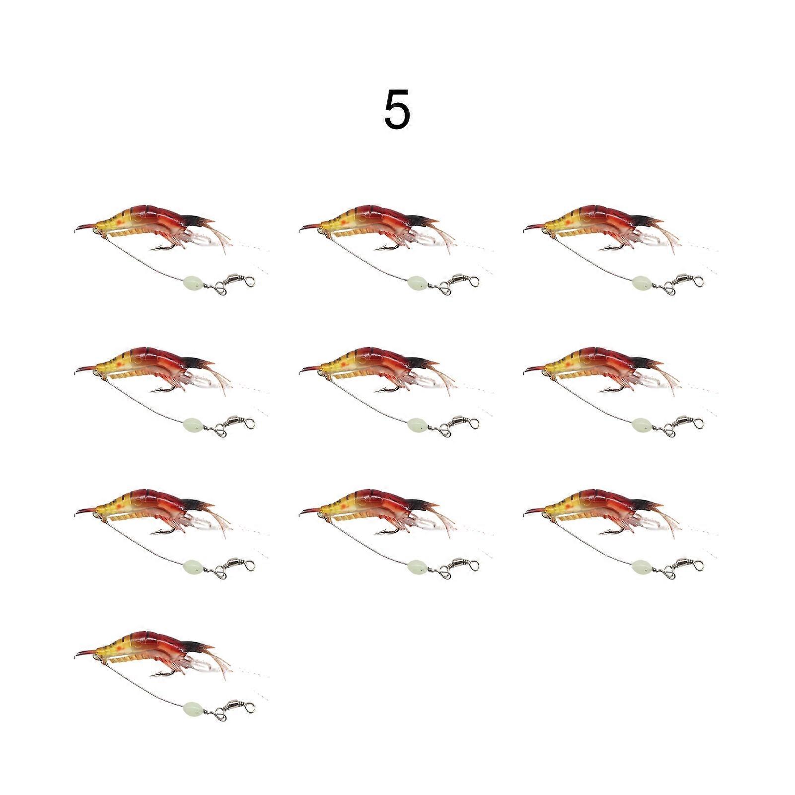 Kaesi 10Pcs 9.5cm/6.5g Luminous Bionic Shrimp Soft Lures Baits with Hook Fishing Tools