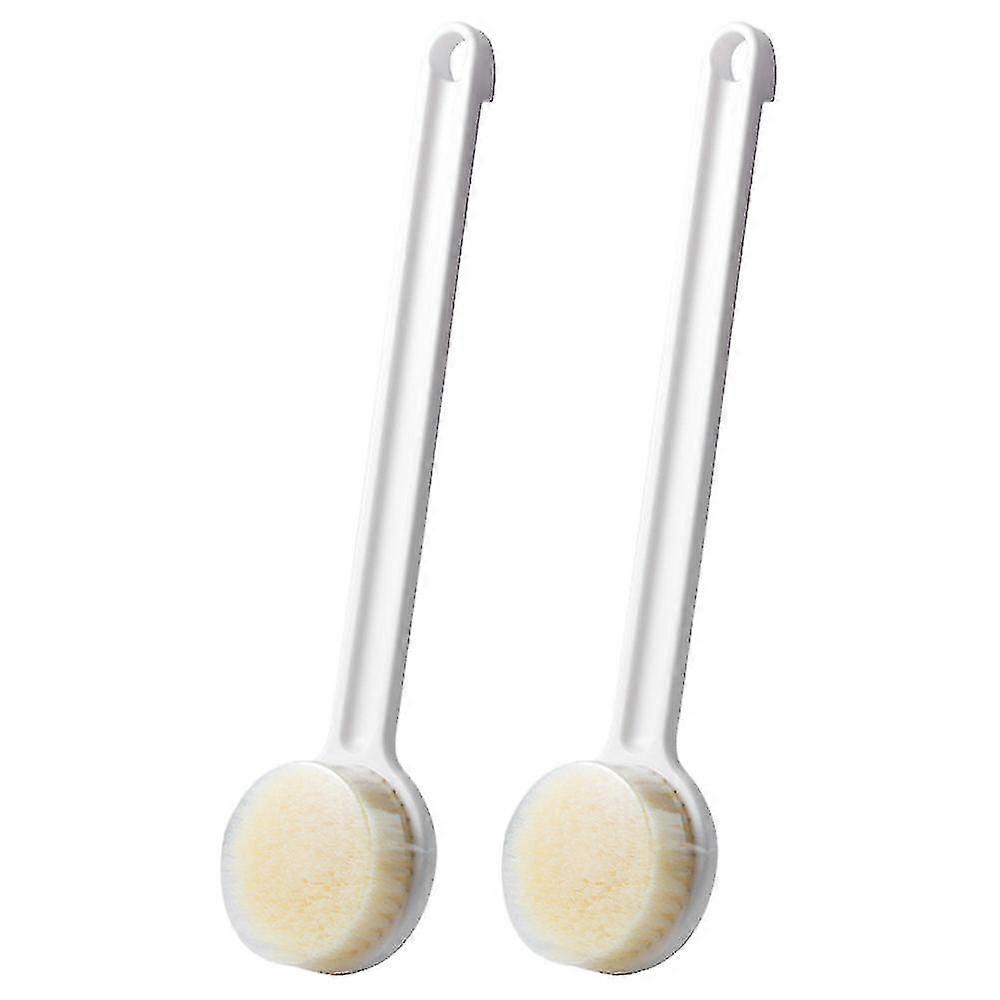 2pcs Long-handled Bathing Brush Soft Hair Rubbing Bathing Artifact Bathing Brush Rubbing