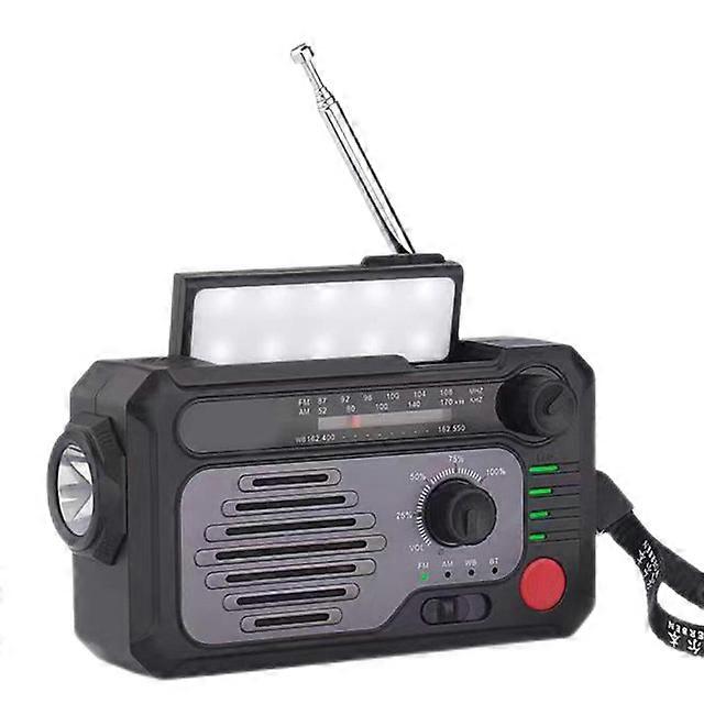 AM/FM/NOAA Emergency Radio Solar Hand Crank USB Rechargeable Radio Lighting Bluetooth-compatible Alert SOS for Camping Travel