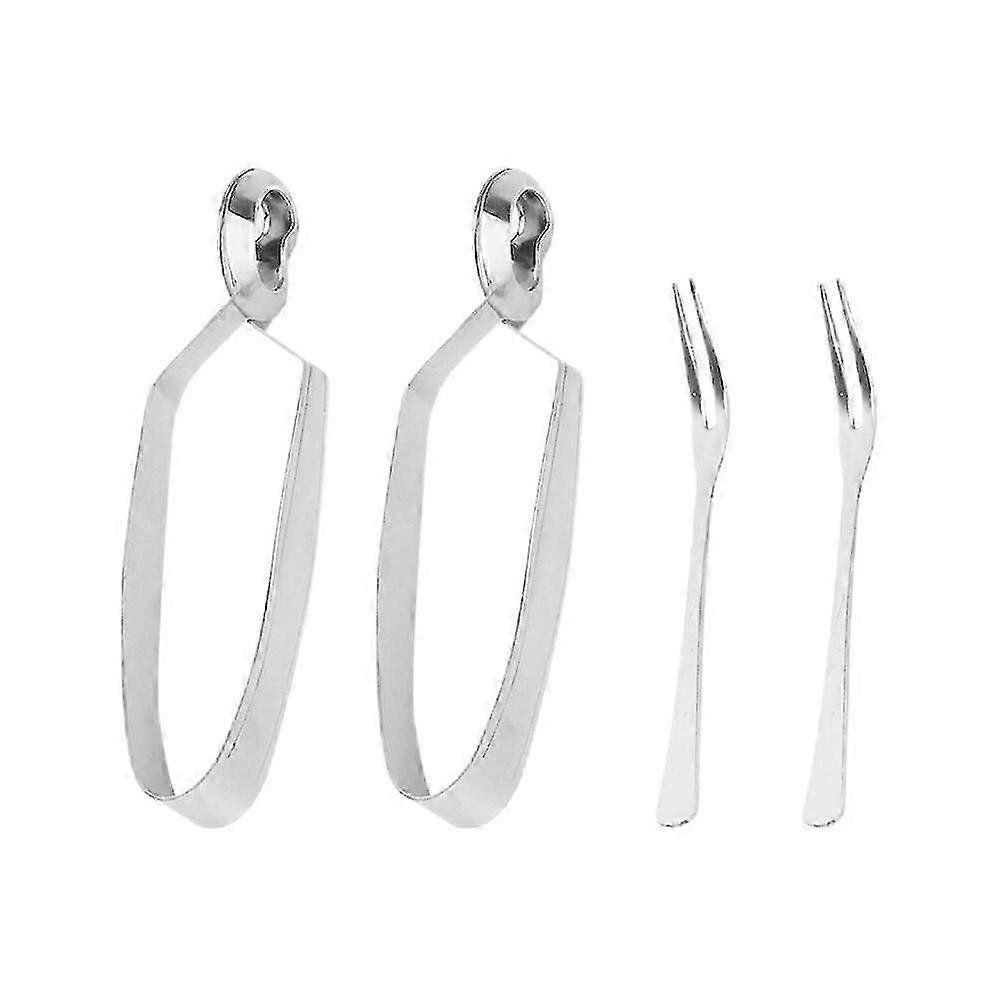 4 Pcs Stainless Steel Set Eating Snail Fork Snail Utensils Cocktail Forks Escargot Serving Tongs Snail Tong Fork Set