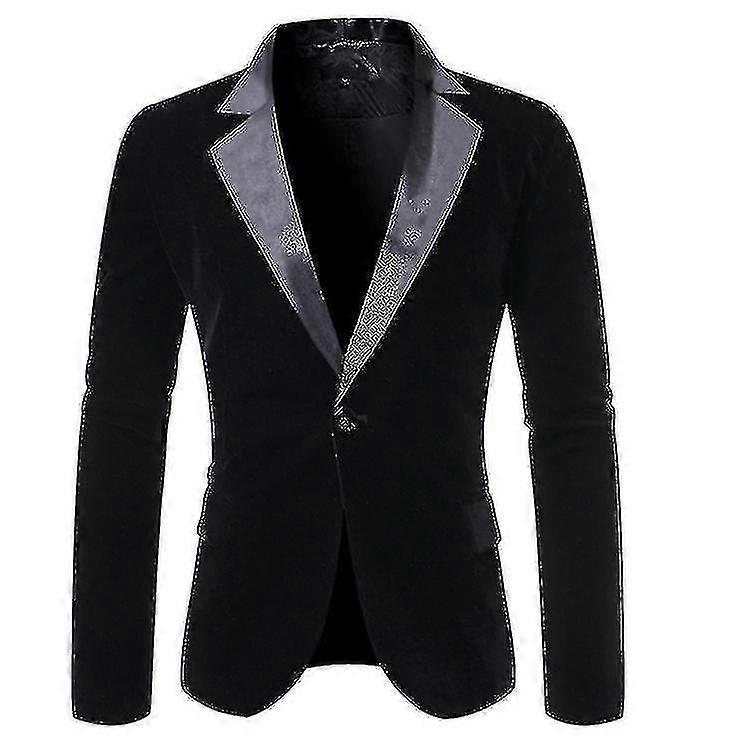 Férfi velvet blézer Slim Fit Solid Tuxedo Jacket Business Casual Blazer