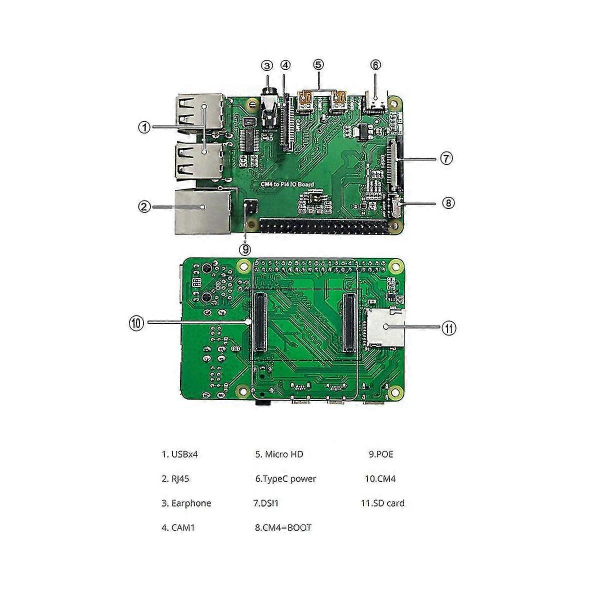 Cm4 To Pi4b Adapter Expansion Board+metal Case+fan Kit For Raspberry Pie Cm4 Io Backplane Cm4 To 4b