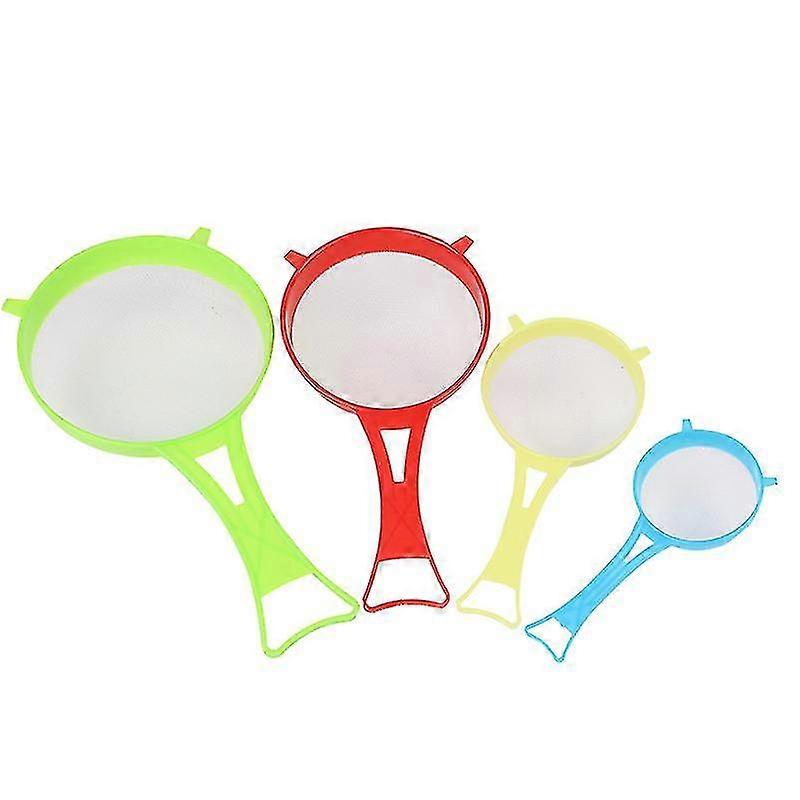 Plastic Sieves Multi Purpose Small Mesh Scoop Sieve Strainer Food Kitchen Easy To Use And Clean(4 Pcs, Multicolor) Chumian