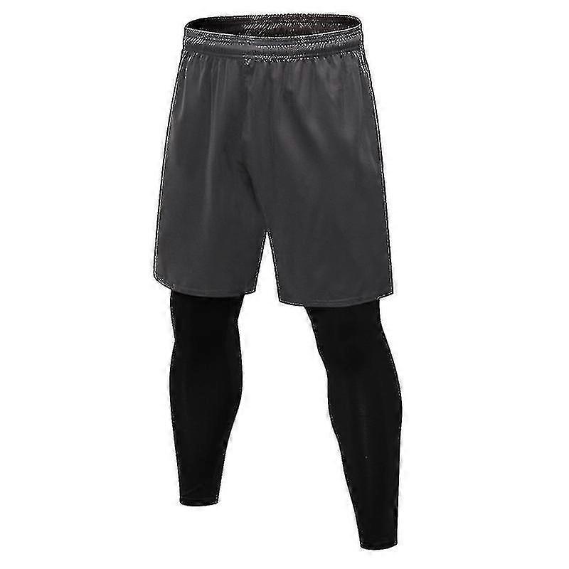 Män 2 i 1 Löpar shorts kompressionsbyxor Sport Leggings Andas Snabb Torr Tights