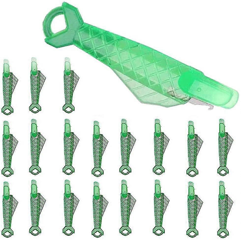 20 Pack Sewing Machine Needle Threader, Fish Type Automatic Needle Threader Tool for Small Eyes, Green
