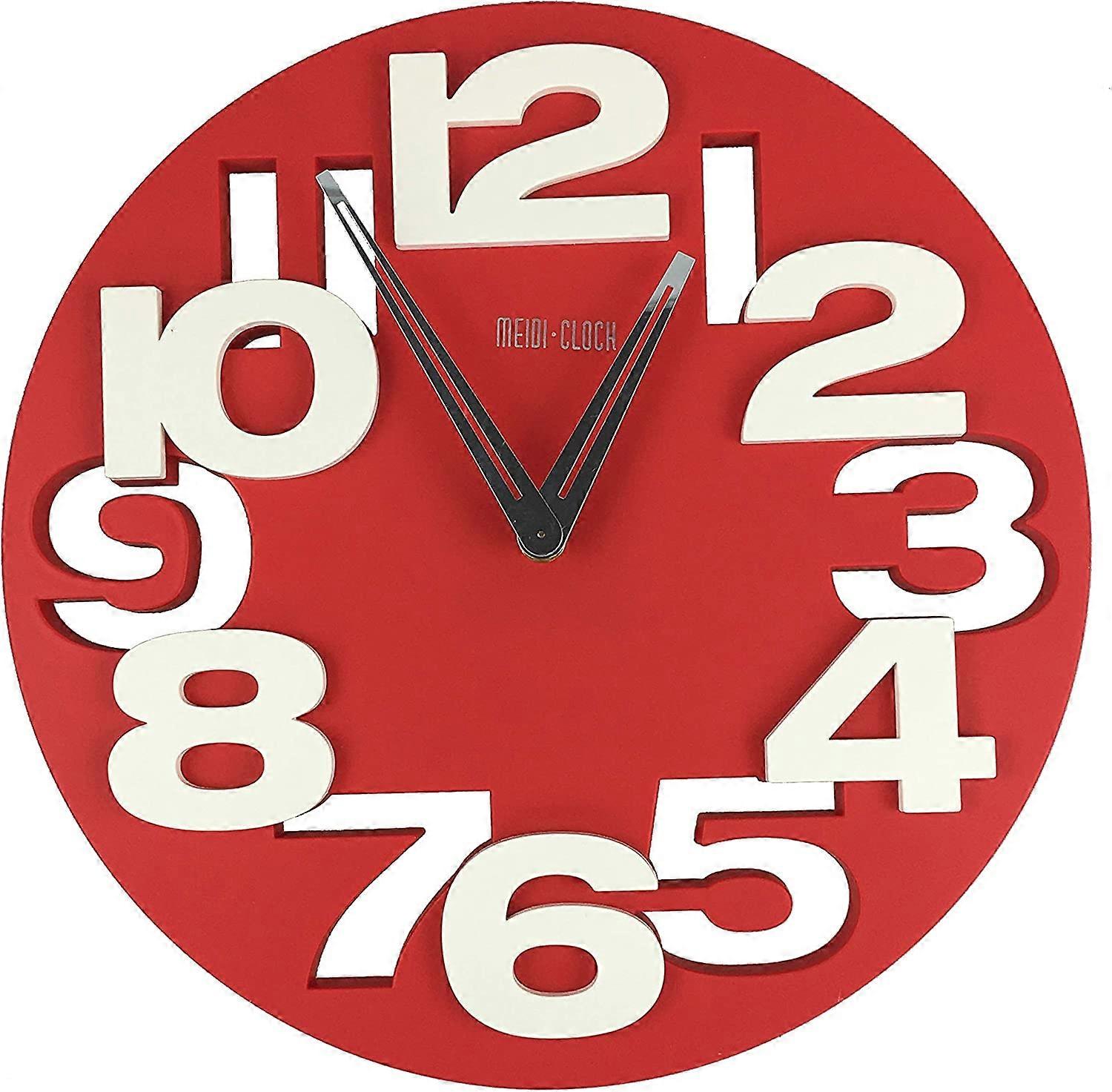Design Radio Controlled Wall Clock in Kitchen Make Piloted Red/White