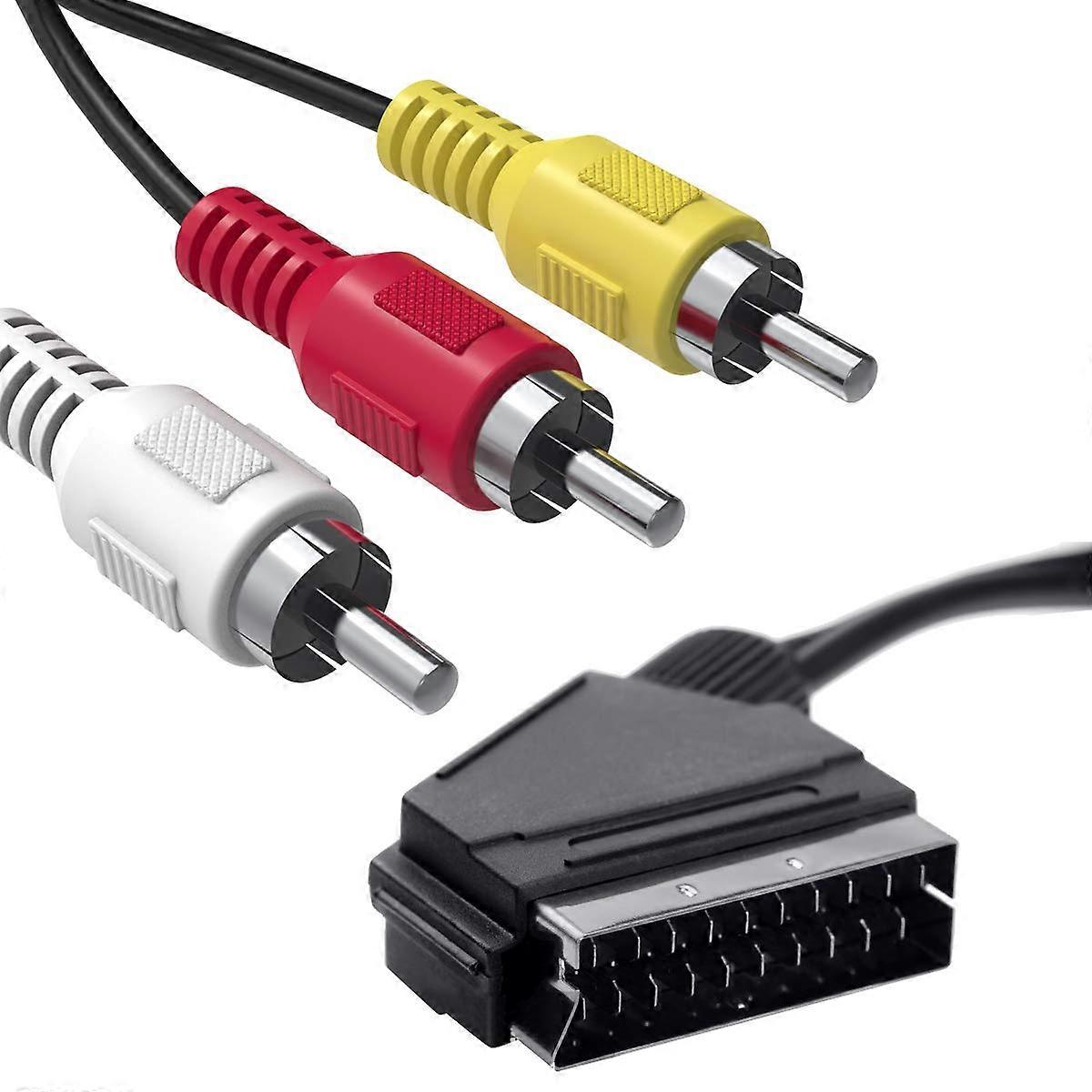 Men's Scart To Rca Cable 1.5M - Audio Video Av Adapter For Tv Dvd Vcrs Size 3