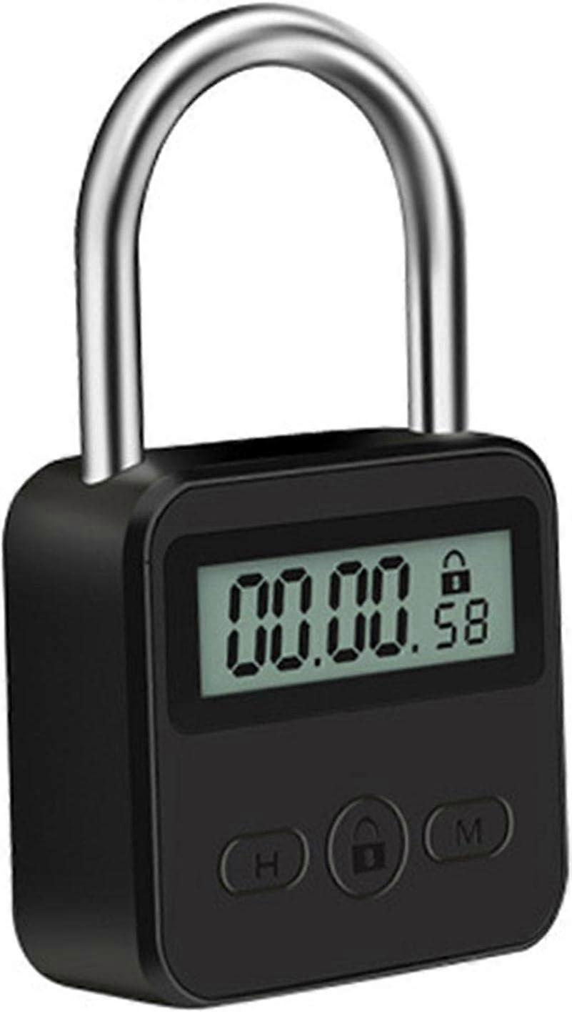 Metal Timer Lock, USB Rechargeable LCD Display Time Lock 99 Hours Max Timing for Adult Game Metal Timer Lock Habit Home(Black)