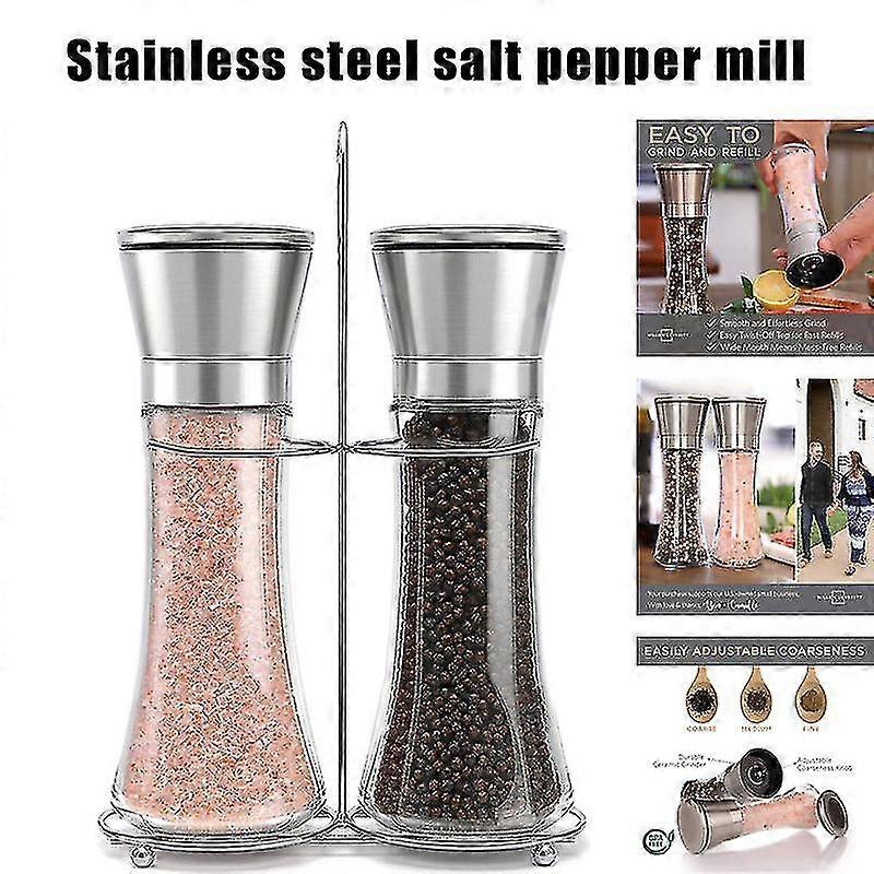 Salt Pepper Grinder Shakers With Stand Kitchen Supplies