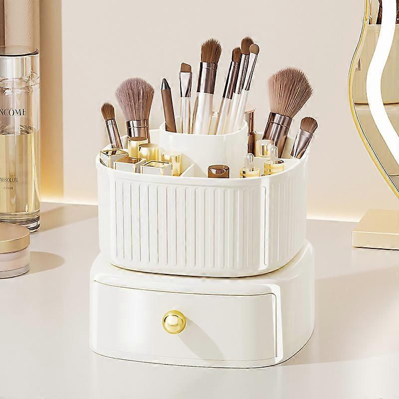 Light luxury cosmetics storage box, 360 rotating brush storage box with drawer, cosmetics rack, dressing table storage box, room decoration dressing t