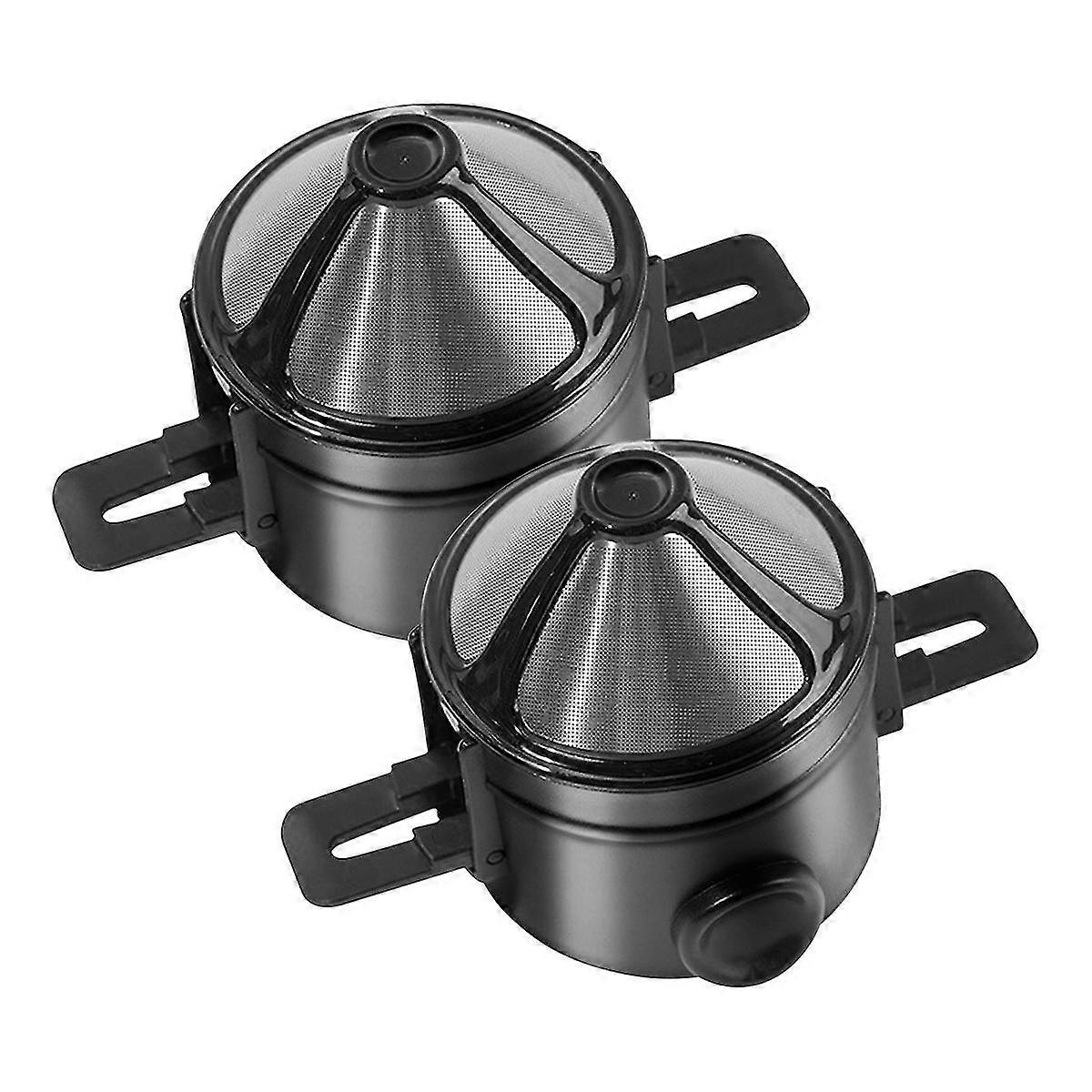 2pcs Foldable Coffee Filter Stainless Steel Drip Coffee Tea Holder Reusable Paperless Pour Over Cof