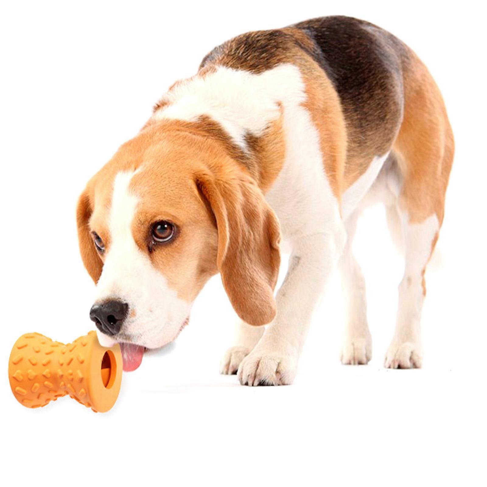 Interactive Treat Dispensing Puppy Toys - Dog Bones for Aggressive Chewers Super Dog Toys Tough Chew for Dogs Toy Bone, Natural Rubber Leaked Dumbbell