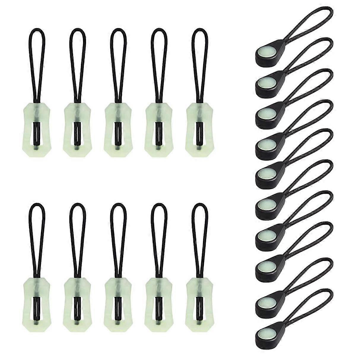 20 Pcs Self Luminous Zipper Pulls, Zipper Puller Head Glow in the Dark Anti Lost for Outdoor Mounta